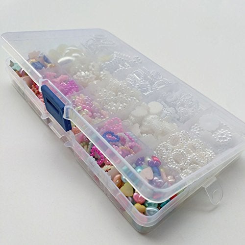 Chenkou Craft Random 700pcs Love Heart Bow Teardrop Bead Rose Sunflower Rhinestone Loose Bead DIY Flat Back Beads Assorted Lots + Plastic Box - Image 2