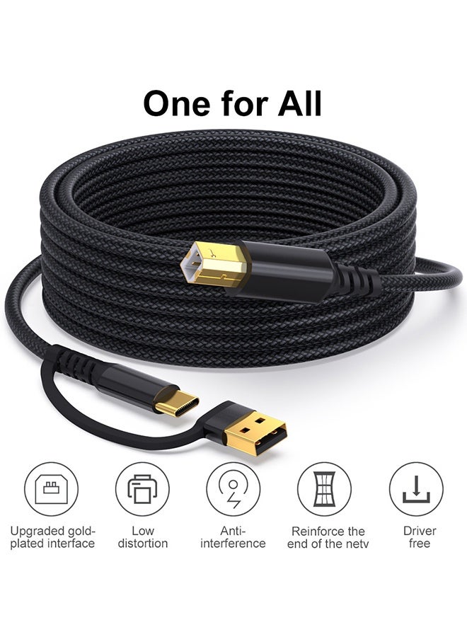 كابل طابعة USB A / C إلى USB B 6.6ft - عالية السرعة لـ HP و Canon و Brother و Samsung و Dell و Epson و Lexmark و Xerox وأكثر من ذلك - Image 5