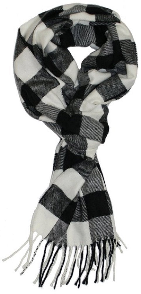 VERONZ Super Soft Luxurious Classic Cashmere Feel Winter Scarf (Black White Buffalo Check) - Image 1