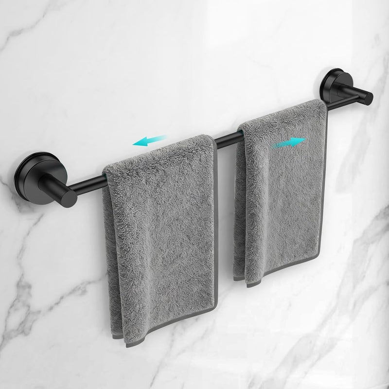WingWider Adjustable Suction Cup Towel Bar for Bathroom Wall,14.6Inch~24 Inch Towel Racks for Bathroom,Stainless Steel Bath Towel Holder for Shower(Matte Black) - Image 1