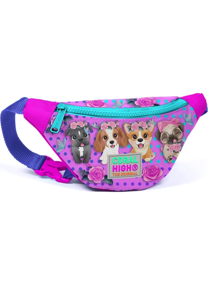 CORAL HIGH Kids Pink Dog Pattern Waist Bag 11502