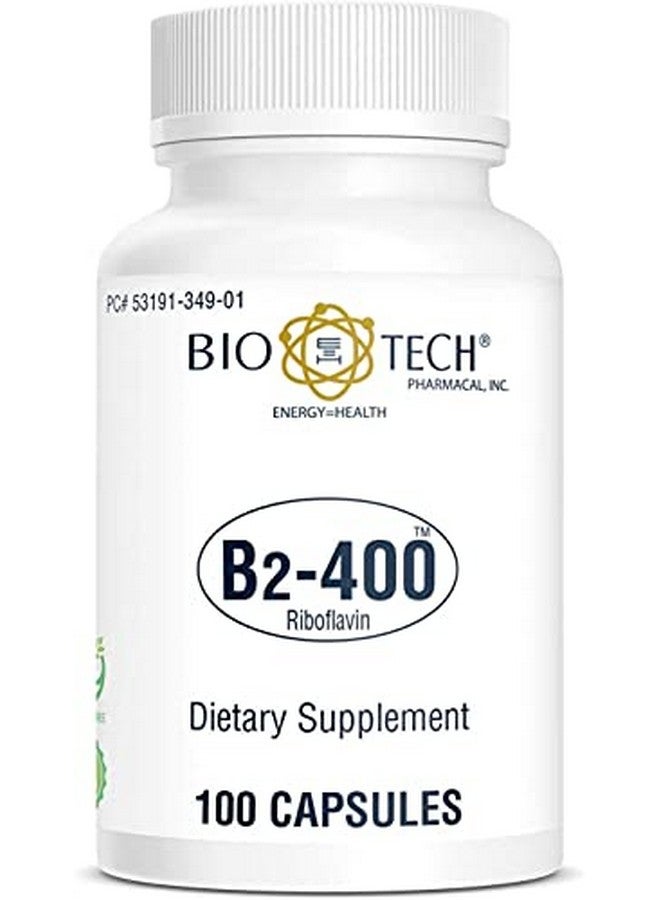 Bio-Tech Pharmacal B2-400, 100 Capsules - All-Natural Supplement - Supports Clarity and Productivity - No Dairy, Fish, Gluten, Peanut, Shellfish, GMOS, & Soy - No Artificial Colors