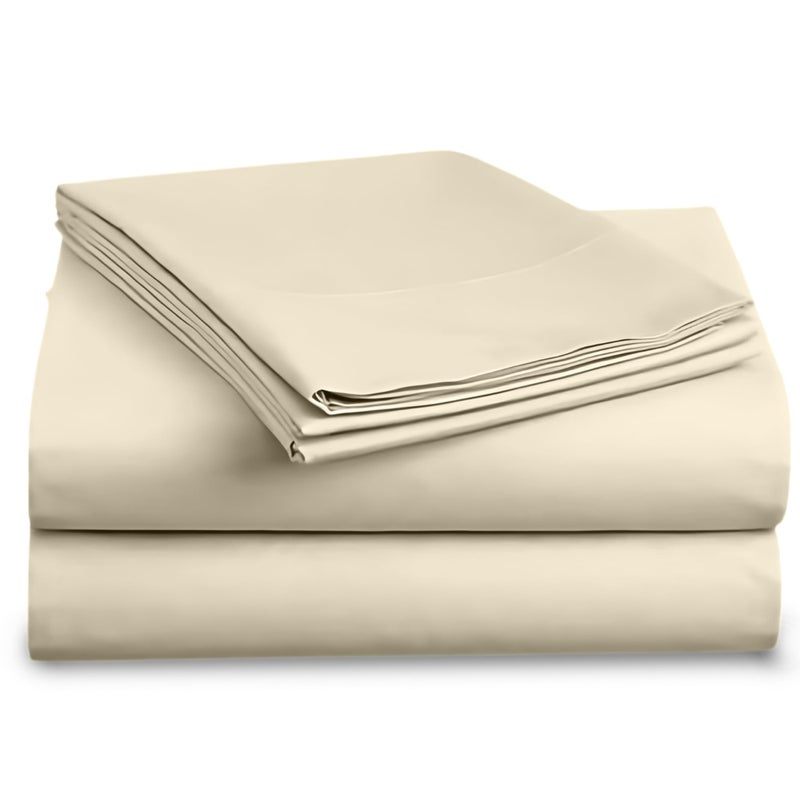 DESTINY CRESCENT BED Full XL 100% Microfiber Double Brushed Sheet Set - Extra-Soft  Breathable & Wrinkle-Free - 15"" Deep Pockets  54"" x 80"" - Ideal for Extra Long Full Beds - 4PC Set (Full XL  Beige) - Image 1