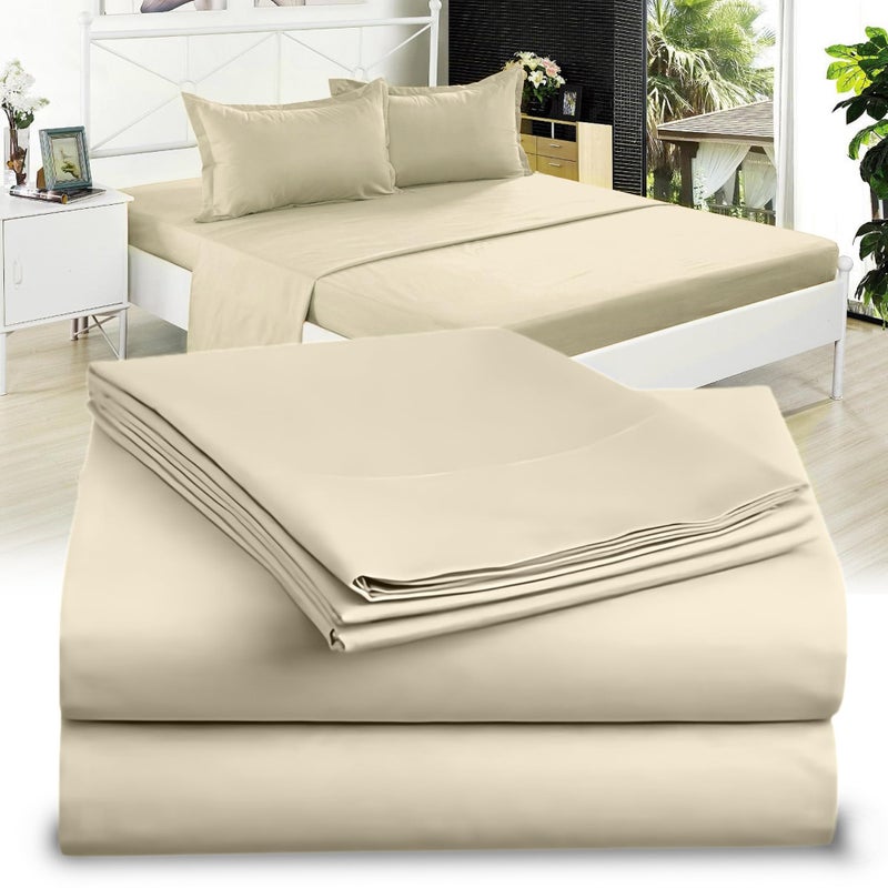 DESTINY CRESCENT BED Full XL 100% Microfiber Double Brushed Sheet Set - Extra-Soft  Breathable & Wrinkle-Free - 15"" Deep Pockets  54"" x 80"" - Ideal for Extra Long Full Beds - 4PC Set (Full XL  Beige) - Image 2