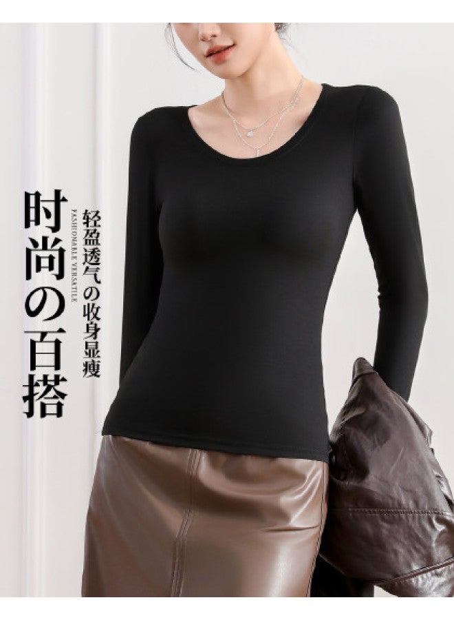 Modal قميص داخلي نسائي ذو أكمام طويلة بطبقة أساسية مرنة دافئة - Image 1