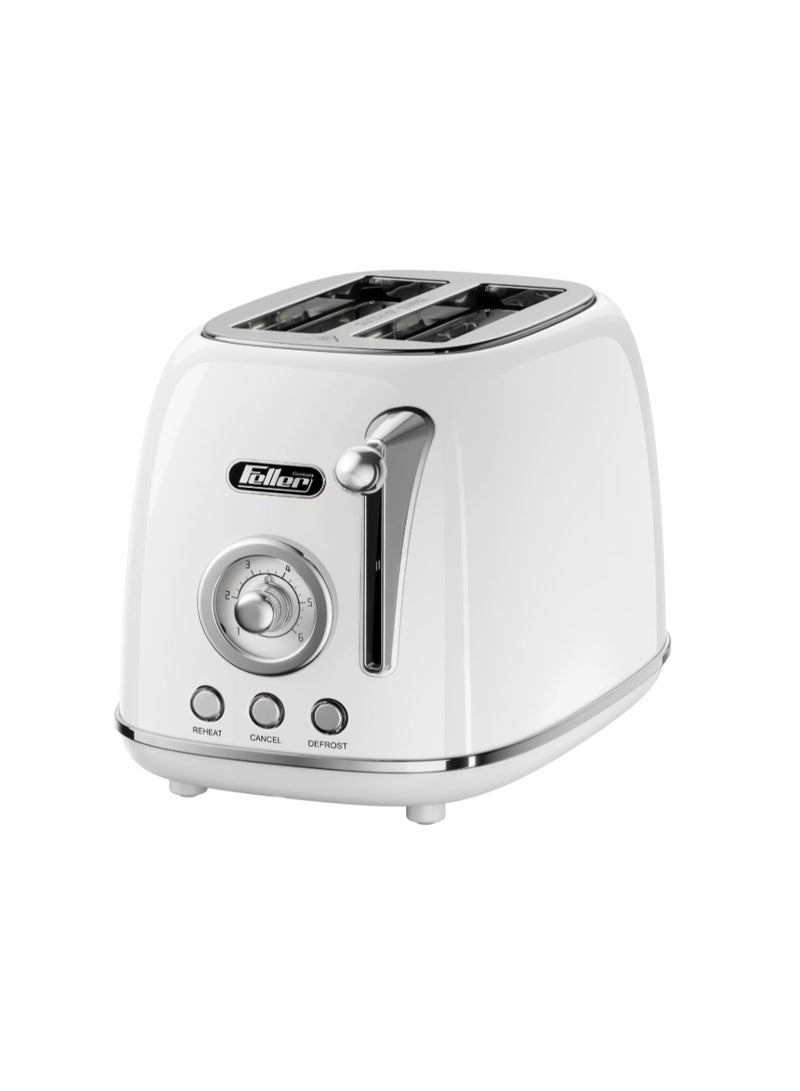 Feller Germany, Retro Style 2-Slice Toaster, 815 W, Stainless Steel, Dust Cover & Foldable Bun Warmer,Defrost, Reheat& Cancel, Metal Crumb Tray, TO290, 2Y Guarantee, UAE Version - Image 1