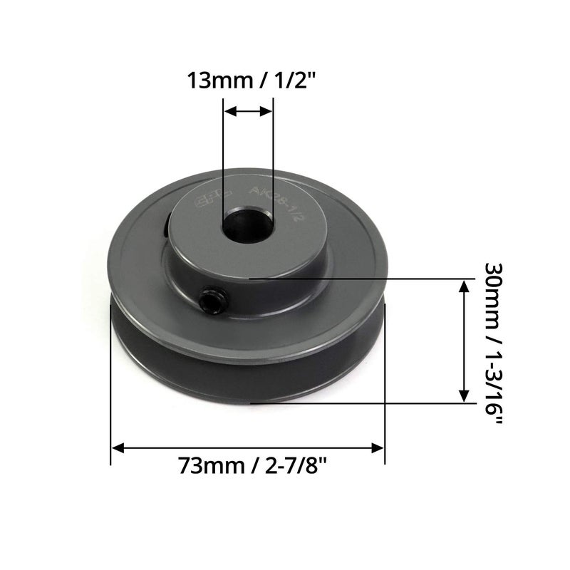 QWORK AK2812 Single Groove V-Belt Pulley, 2.85" OD 1/2" Bore V-Belt Sheave, A Belt Section, Cast Iron,for V-Belt - Image 5