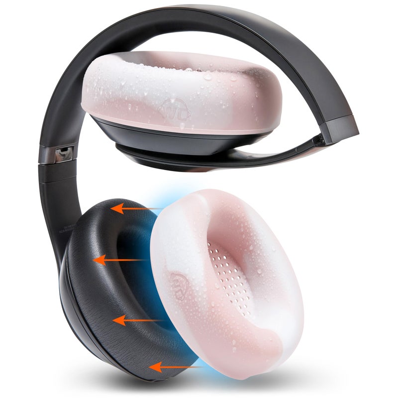 WC SweatZ Studio Pro - Patented Protective Silicone Earpad Covers for Beats Studio Pro Made by Wicked Cushions | Sweatproof & Easily Washable | Pink Marble - Image 1