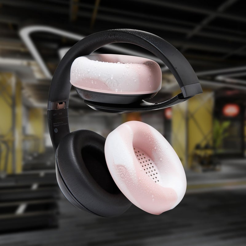 WC SweatZ Studio Pro - Patented Protective Silicone Earpad Covers for Beats Studio Pro Made by Wicked Cushions | Sweatproof & Easily Washable | Pink Marble - Image 4