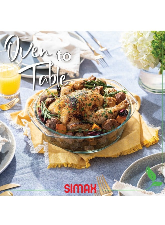 Simax Casserole Dish For Oven, Glass Baking Dish With Lid, Ridged Design for Low Fat Cooking, Microwave, Oven, and Dishwasher Safe Cookware, Borosilicate Glassware, 2.6 Qt. Round Baking Dish - Image 5