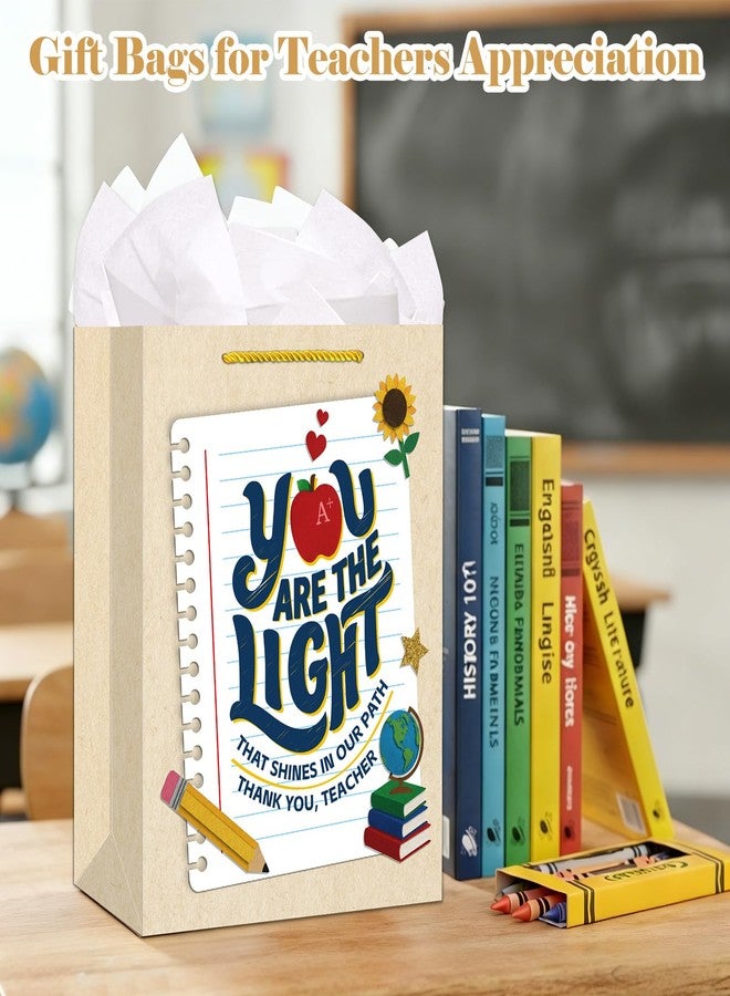 D4DREAM Teacher Appreciation Gift Bags - 11.5'' Medium You Are the Light Teacher Gift Bag with Handles and Tissue Paper for End of Year Graduation Retirement Party Supplies - Image 4