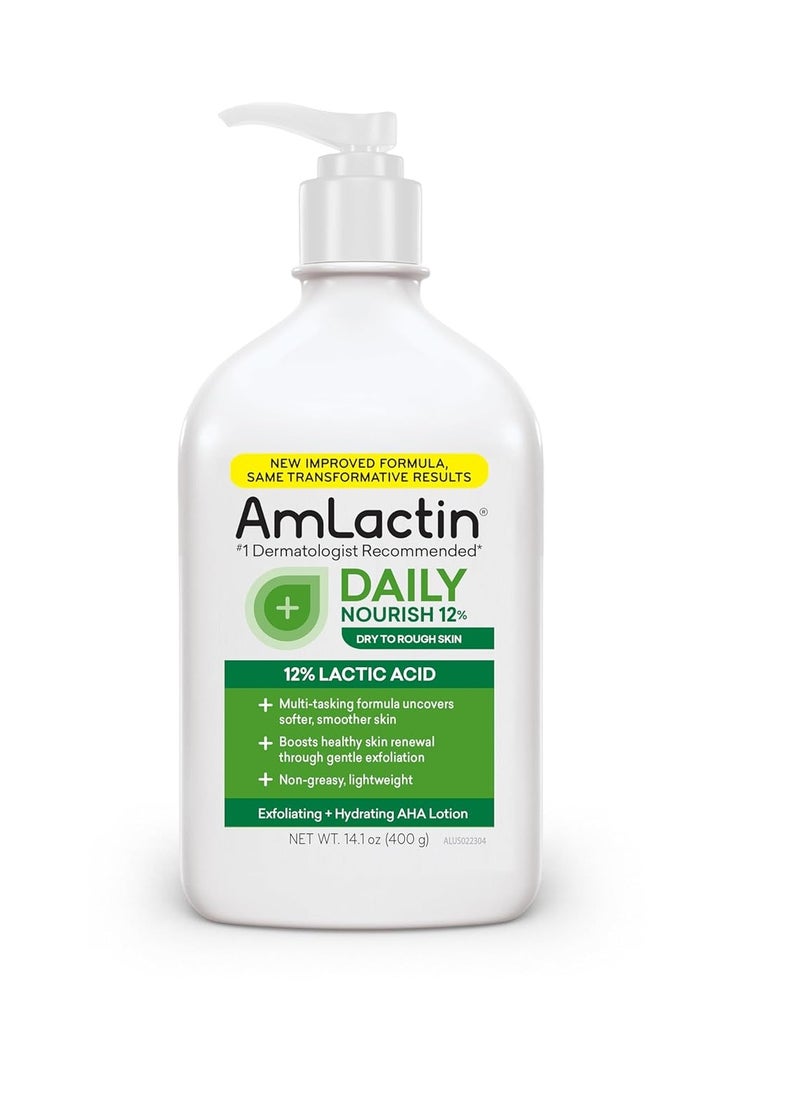 AmLactin - AmLactin Daily Nourish 12% - 14.1 oz Body Lotion with 12% Lactic Acid - Exfoliator and Moisturizer for Dry Skin (Packaging May Vary)​ - Image 1