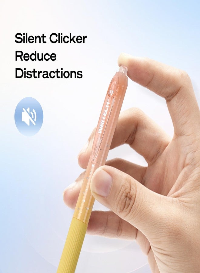 WRITECH أقلام جل WRITECH برأس رفيع: 0.7 مم، حبر أسود قابل للسحب، 6 أقلام، كتابة سلسة مع هيكل ملون متدرج جمالي للكتابة اليومية وتدوين الملاحظات، نقرة صامتة، لا تلطخ، مجموعة أقلام نيبولا - Image 4