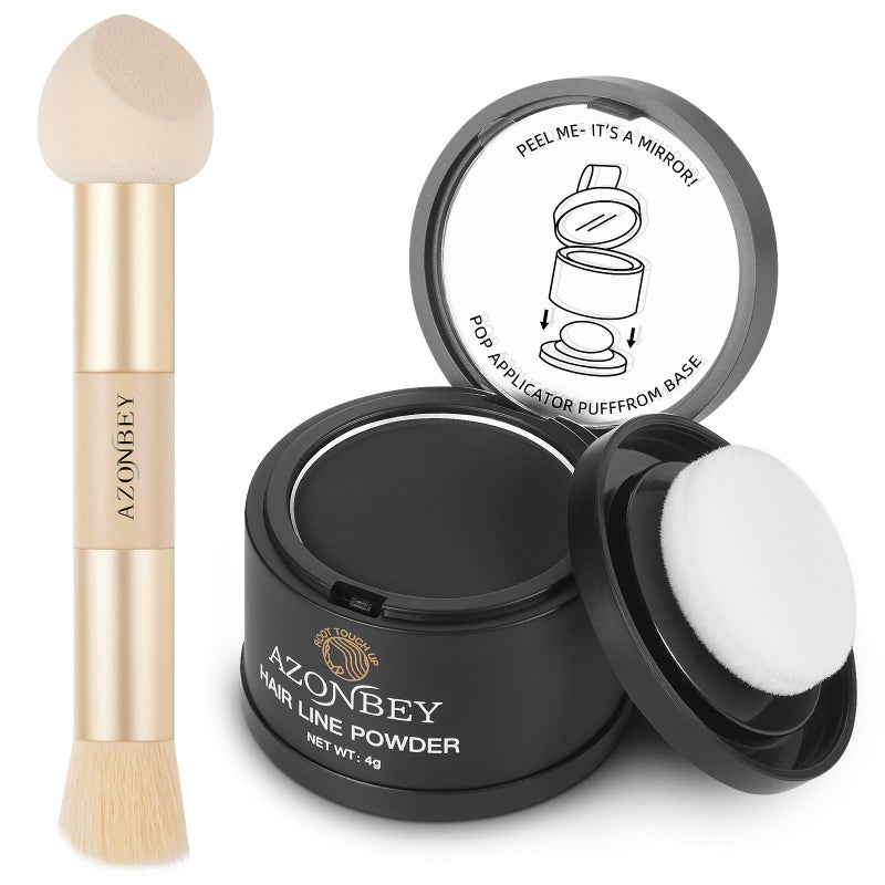 Root Touch Up SetsHairline Powder for Women Cover Up Hairline Concealer for Thin and Thinning Hair Water Sweat ResistantContain Azonbey Makeup Brush Black MedMakeup Brush