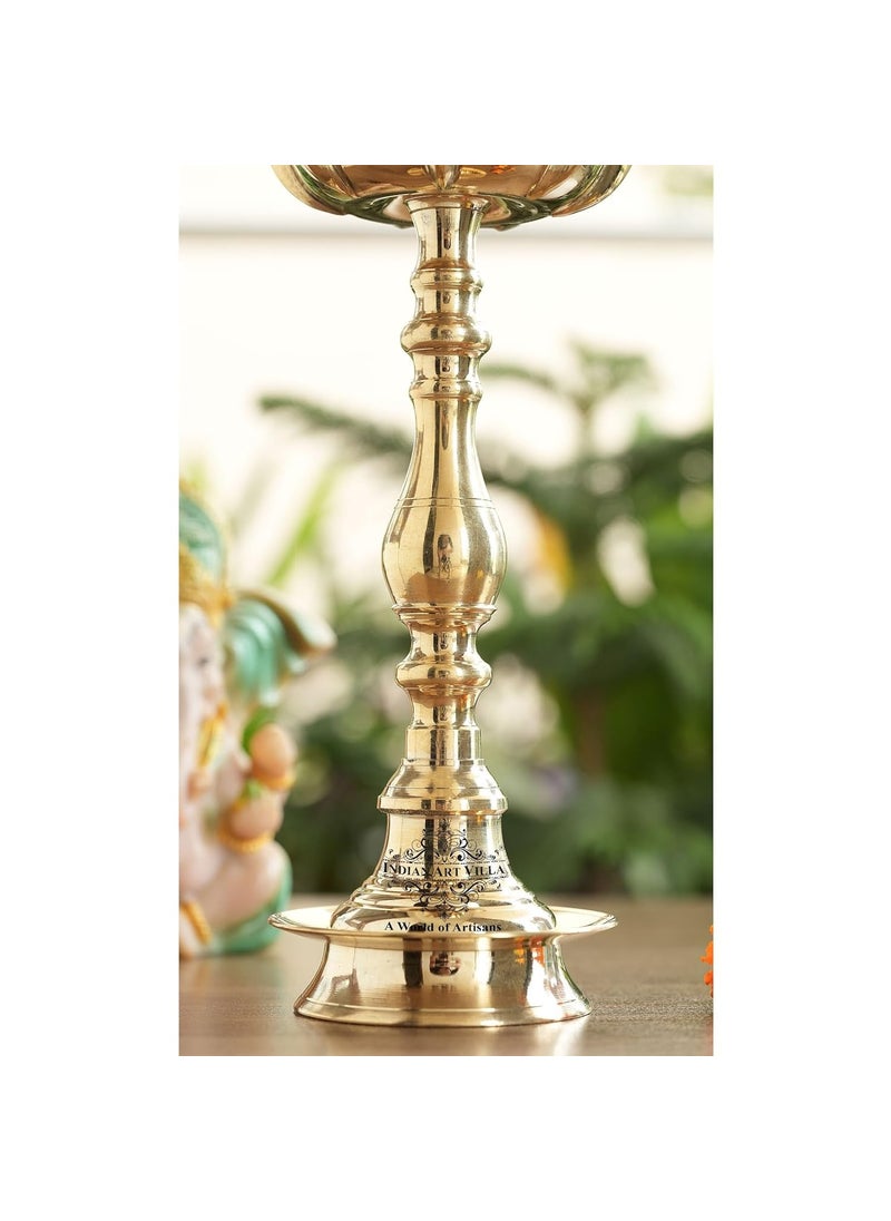 INDIAN ART VILLA INDIAN ART VILLA Brass Stand Pillar Diya Peacock Design Diwali Pooja Dcor Traditional Hindu Festival Lighting Height 16 inch Pack of 2  - Image 5