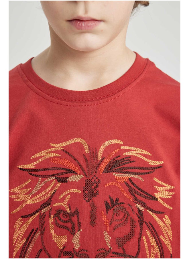 DeFacto - Boy Oversize Fit Crew Neck Knitted Short Sleeve T-Shirt - Image 1