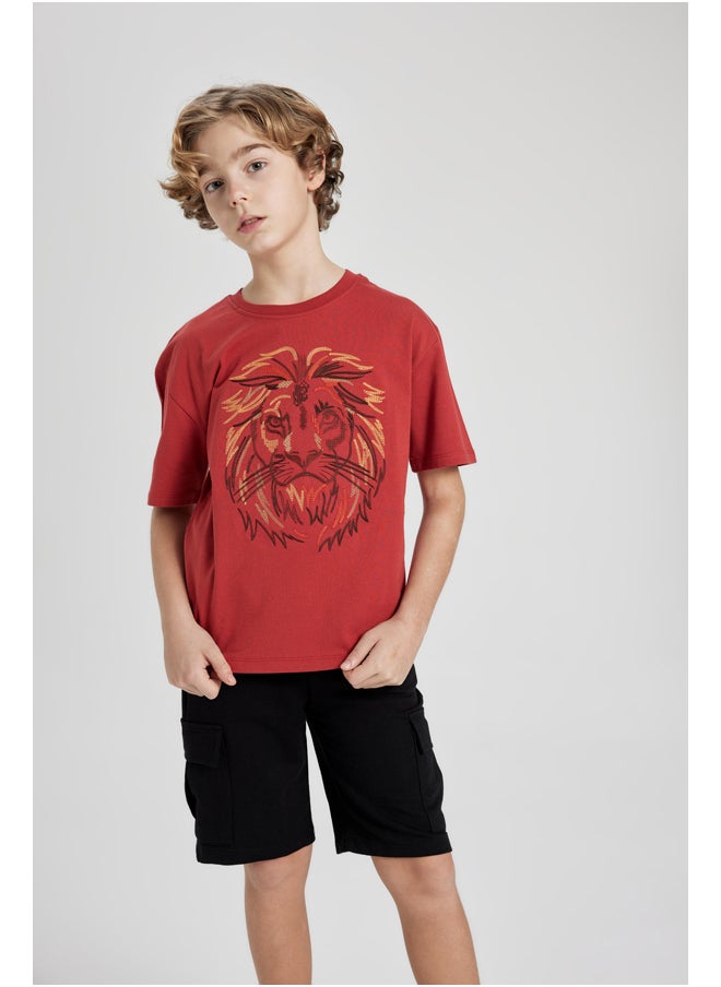 DeFacto - Boy Oversize Fit Crew Neck Knitted Short Sleeve T-Shirt - Image 1