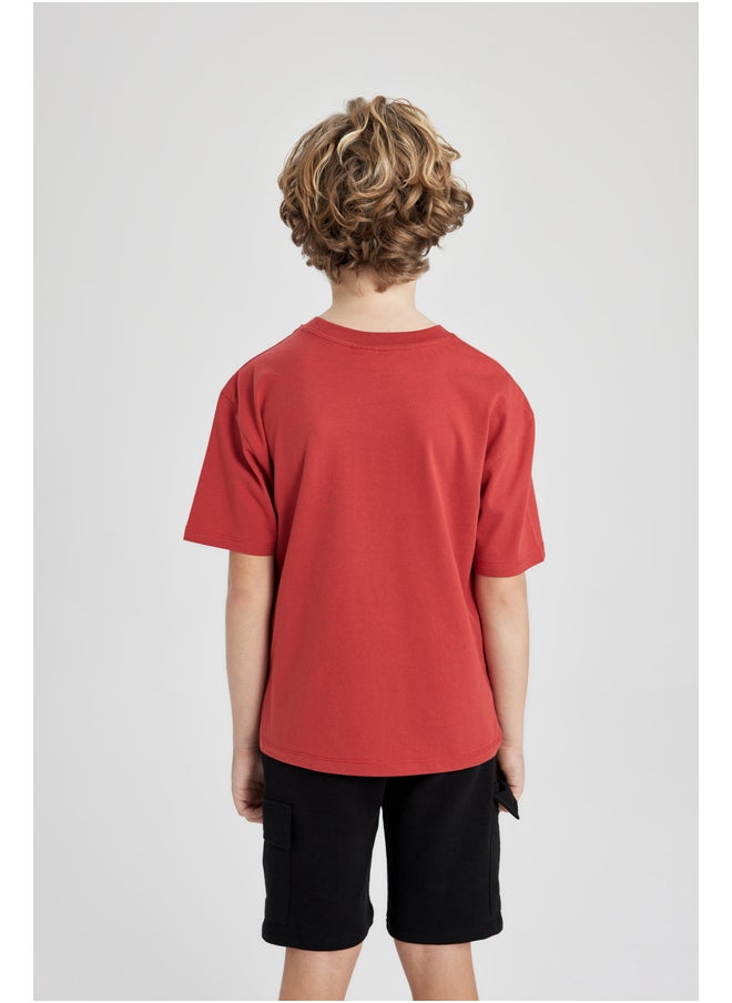 DeFacto - Boy Oversize Fit Crew Neck Knitted Short Sleeve T-Shirt - Image 1