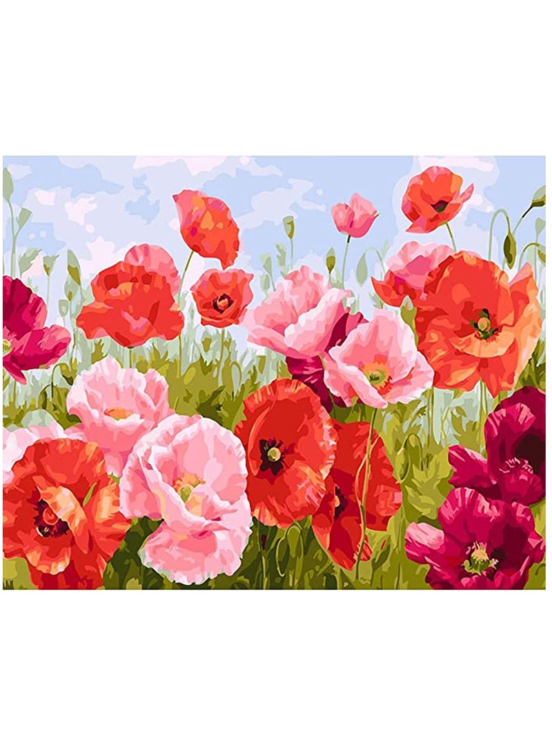 Excefore DIY Paint by Numbers, Canvas Oil Painting Kit for Kids & Adults, 16" W x 20" L Drawing Paintwork with Paint Brushes, Acrylic Pigment, Arts Craft for Home Wall Decor - Flying Flower - Image 1