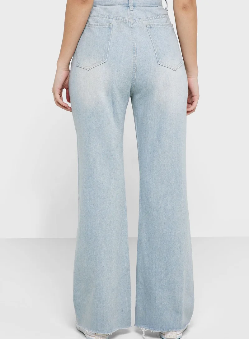 Ginger Classic Mom Jeans With Distress