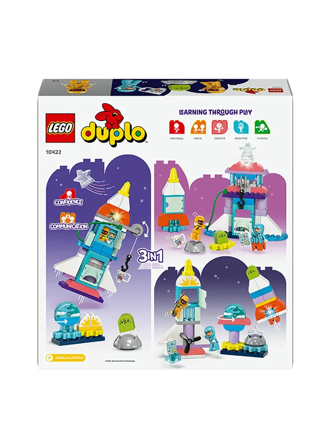 LEGO 10422 Duplo 3In1 Space Shuttle Adventure Build-And-Rebuild Rocket Ship, Toddler Educational Science Discovery Toy For 3-Year-Olds And Up; Develops Preschool Kids’ Learning And Fine Motor Skills (58 Pieces)