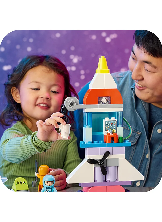 LEGO 10422 Duplo 3In1 Space Shuttle Adventure Build-And-Rebuild Rocket Ship, Toddler Educational Science Discovery Toy For 3-Year-Olds And Up; Develops Preschool Kids’ Learning And Fine Motor Skills (58 Pieces)