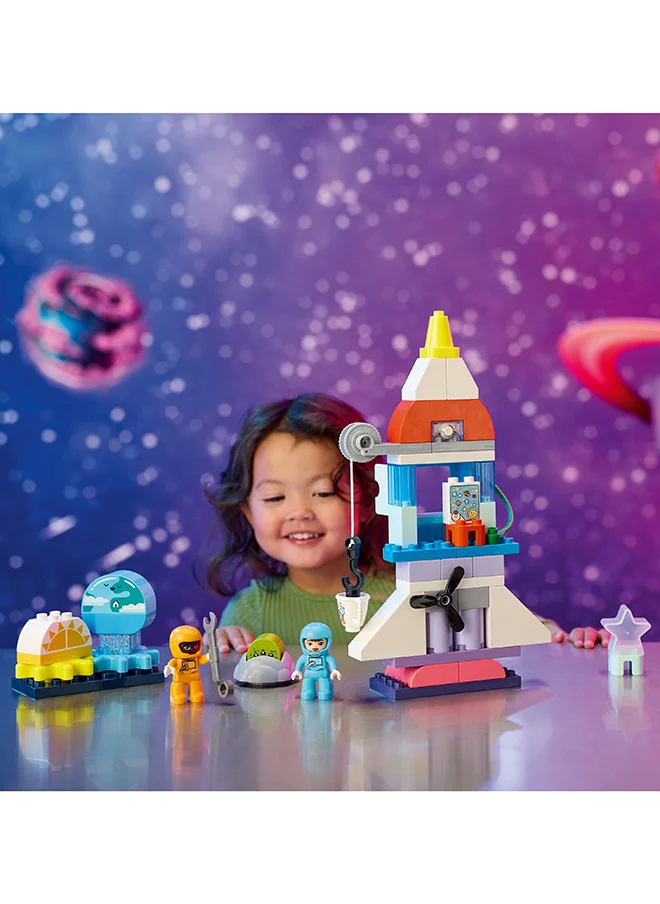 LEGO 10422 Duplo 3In1 Space Shuttle Adventure Build-And-Rebuild Rocket Ship, Toddler Educational Science Discovery Toy For 3-Year-Olds And Up; Develops Preschool Kids’ Learning And Fine Motor Skills (58 Pieces)