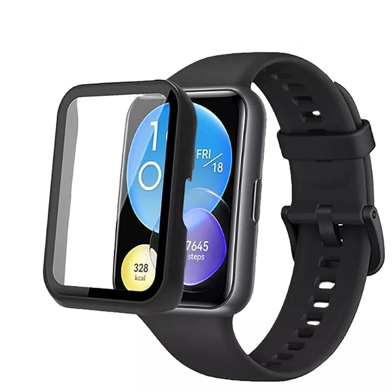 Dado Huawei Watch Fit 2 Case + Tempered Glass Screen Protector, Anti-Scratch Full Coverage, Black - Image 3