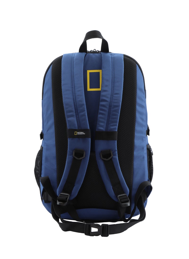 NATIONAL GEOGRAPHIC National Geographic Box Canyon RPET Polyester Backpack Navy Blue - RFID Water resistant Lightweight Durable Shockproof Suitable for School Work, Casual Padded Laptop Bag Travel pack for Men and Women  - Image 3