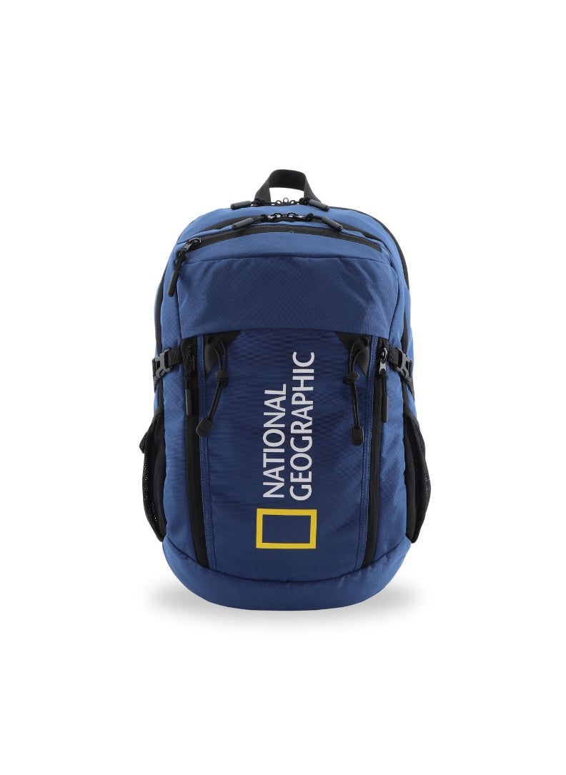 NATIONAL GEOGRAPHIC National Geographic Box Canyon RPET Polyester Backpack Navy Blue - RFID Water resistant Lightweight Durable Shockproof Suitable for School Work, Casual Padded Laptop Bag Travel pack for Men and Women  - Image 1