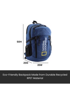 NATIONAL GEOGRAPHIC حقيبة ظهر من البوليستر من National Geographic Box Canyon RPET باللون الأزرق الداكن - مقاومة للماء RFID وخفيفة الوزن ومتينة ومضادة للصدمات مناسبة للعمل المدرسي، حقيبة كمبيوتر محمول مبطنة كاجوال للرجال والنساء  - Image 2