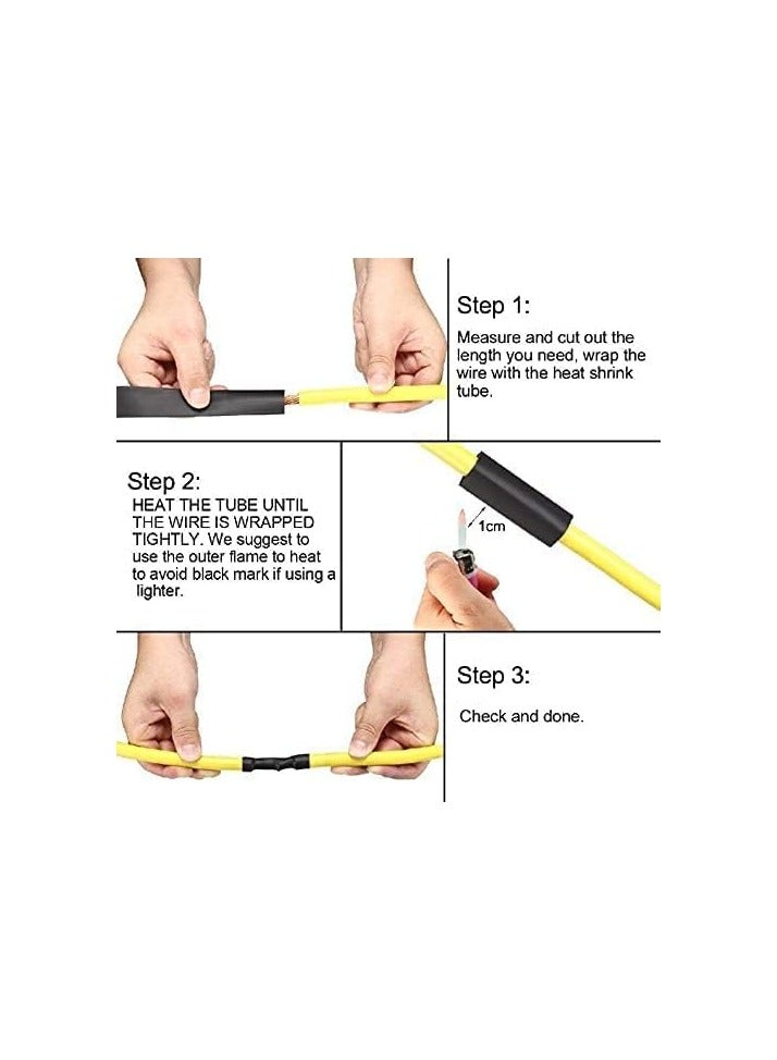 2:1 Heat Shrink Tubing Kit, Electrical Cable and Wire Wrap Sleeve for Hand Tools and Workshops - 8 Sizes and 5 Colors, 164 Pieces, Multi, Plastic - Image 5
