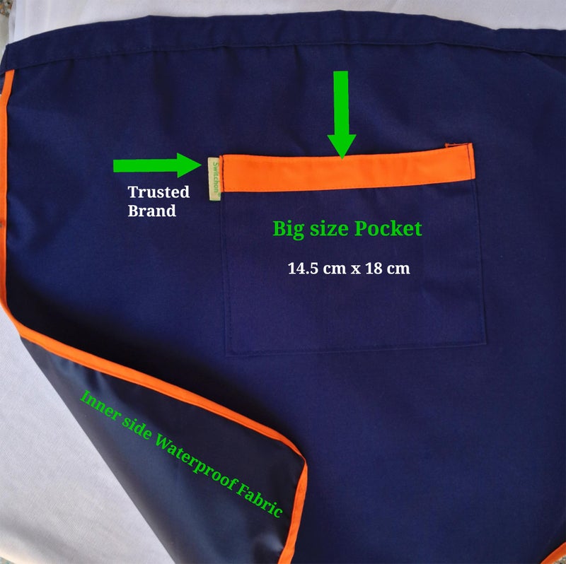 Switchon Polyester Women's Waterproof Short Half Korea Style waist Apron (Blue) - Image 4