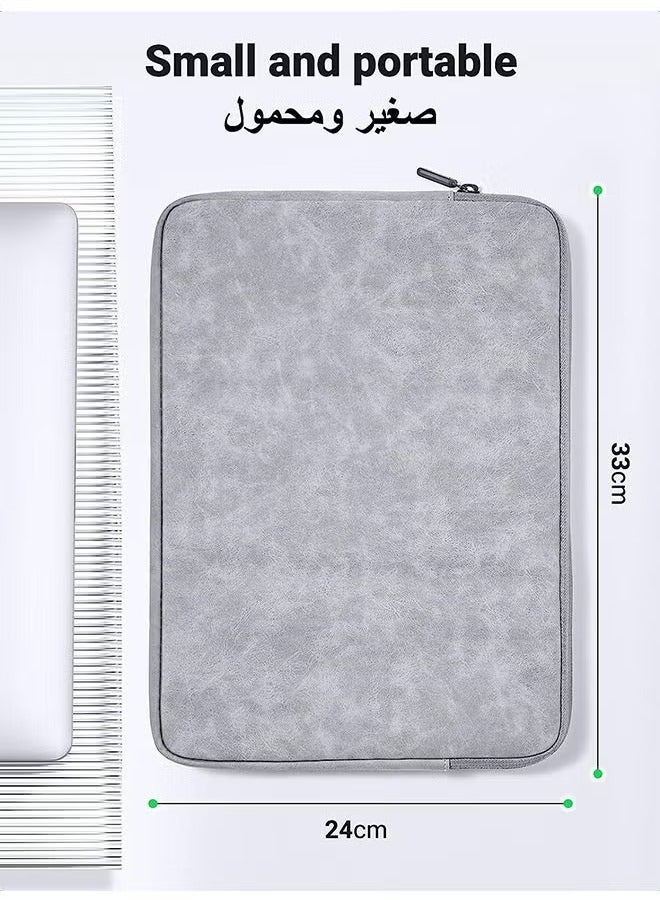 جراب كمبيوتر محمول مقاس 13.3 بوصة متوافق مع أجهزة MacBook Air 13 MacBook Pro 13 جراب كمبيوتر محمول من الجلد مقاوم للماء جراب كمبيوتر محمول مبطن ناعم بسحاب حقيبة واقية (رمادي) - Image 5