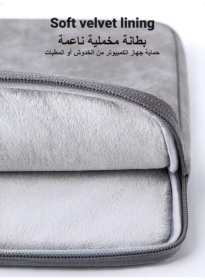 جراب كمبيوتر محمول مقاس 13.3 بوصة متوافق مع أجهزة MacBook Air 13 MacBook Pro 13 جراب كمبيوتر محمول من الجلد مقاوم للماء جراب كمبيوتر محمول مبطن ناعم بسحاب حقيبة واقية (رمادي) - Image 3
