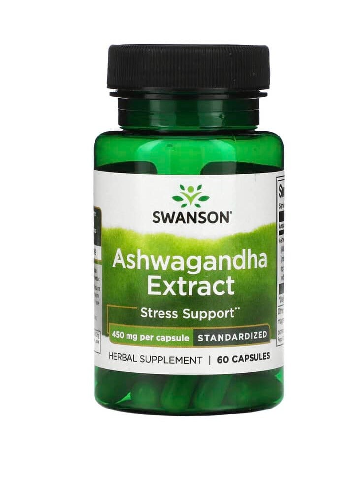 SWANSON Ashwagandha Extract, Standardized, 450 mg, 60 Capsules - Image 1