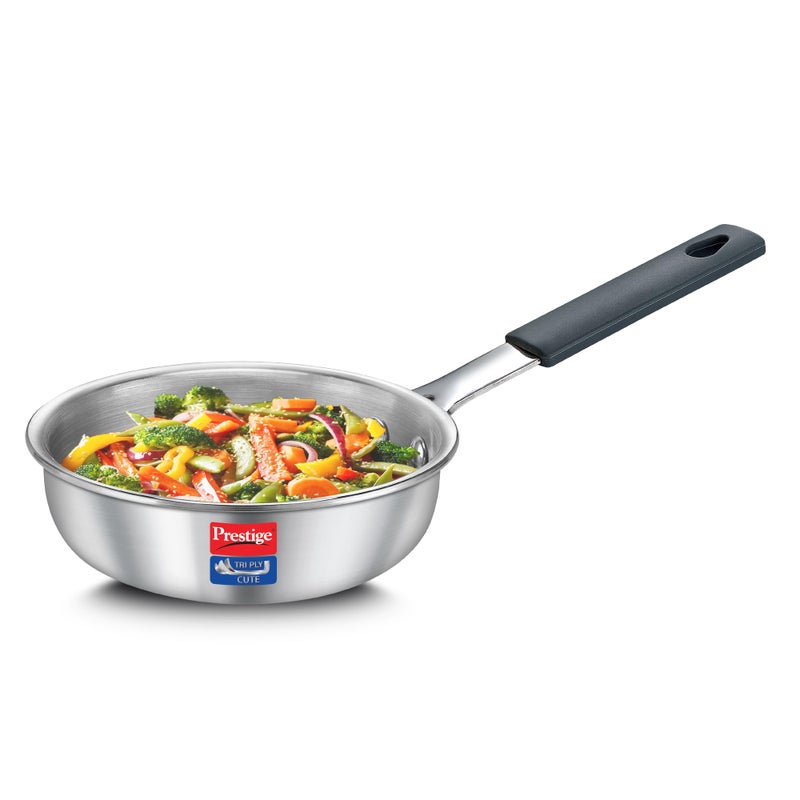 Prestige 12cm/400ml Tri-Ply Stainless Steel Cute Fry Pan|Gas & Induction Compatible| Even Heat Distribution|Perma-Cool Handles|Thick Gauge - Image 1