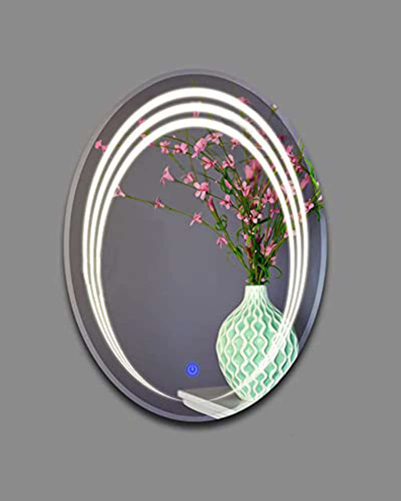 PRINCE ART LED Mirror Glass Bathroom Wall Full Size Length Home Decor Light Mirror for Bedroom Living Room Dressing Room Hall Wash Basin Makeup Room Size 12x18 Inch AZ2 - Image 1