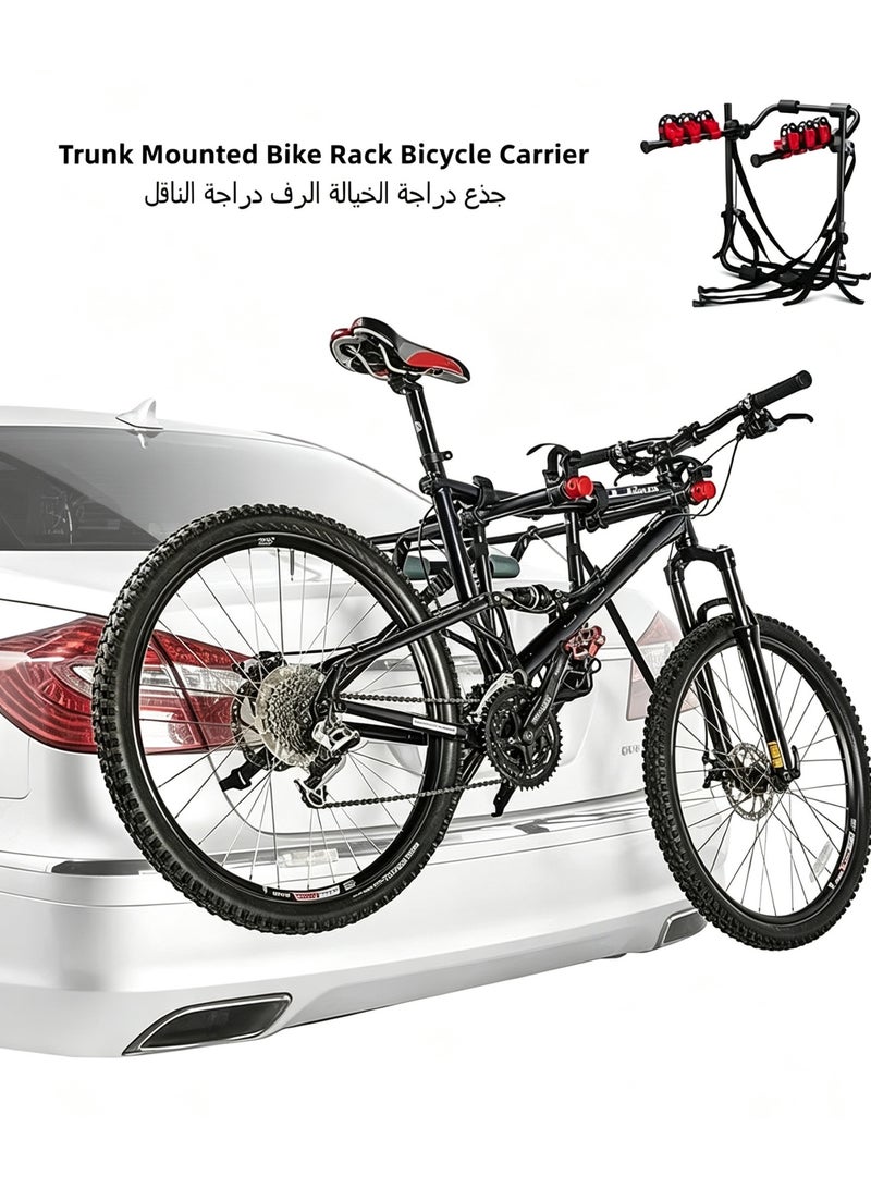 حامل دراجات لـ 3 دراجات يثبت على صندوق السيارة، رف خلفي قابل للطي من الفولاذ شديد التحمل - Image 1