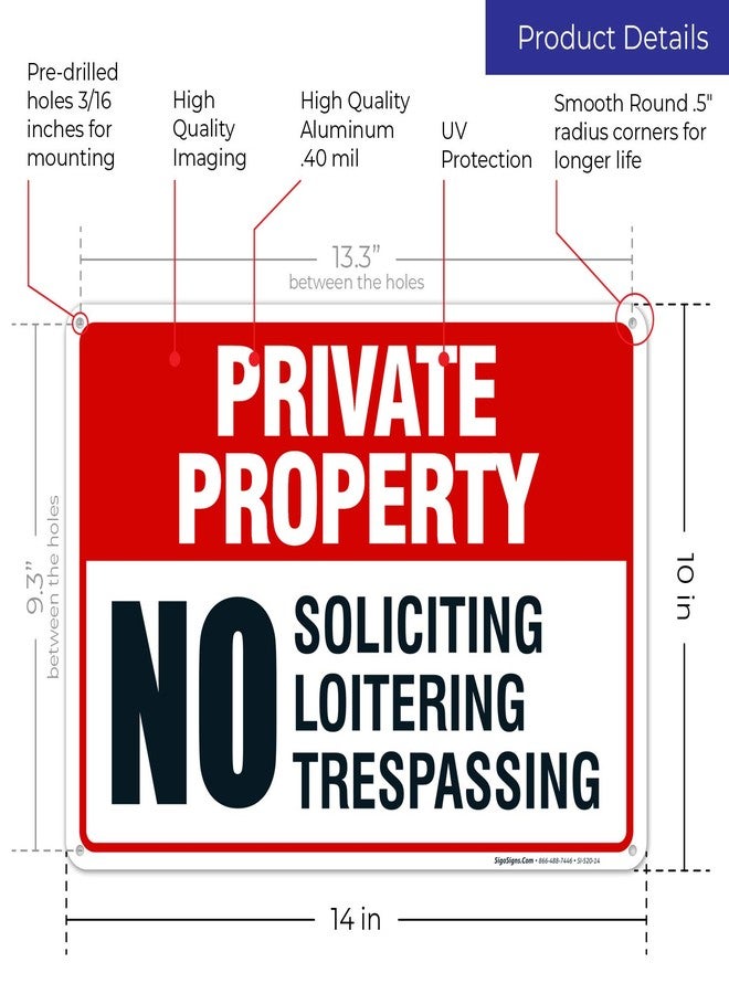 سيجو ساينس لافتة ملكية خاصة، ممنوع التسول، ممنوع التسكع، ممنوع التعدي على الملكية الخاصة، (عبوة من قطعتين) 10×14 بوصة، مصنوعة من الألومنيوم المقاوم للصدأ بسماكة 0.040 بوصة، مقاومة للبهتان، صنع في الولايات المتحدة الأمريكية - Image 3