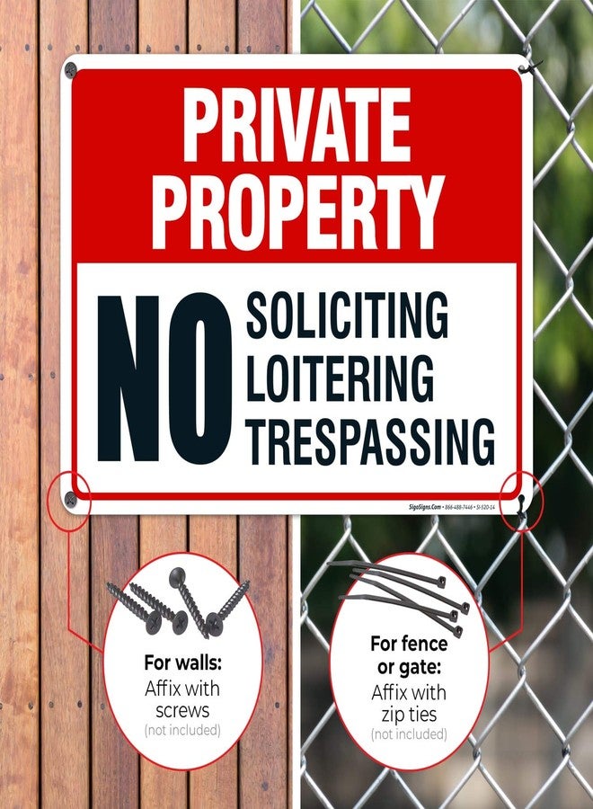 سيجو ساينس لافتة ملكية خاصة، ممنوع التسول، ممنوع التسكع، ممنوع التعدي على الملكية الخاصة، (عبوة من قطعتين) 10×14 بوصة، مصنوعة من الألومنيوم المقاوم للصدأ بسماكة 0.040 بوصة، مقاومة للبهتان، صنع في الولايات المتحدة الأمريكية - Image 4