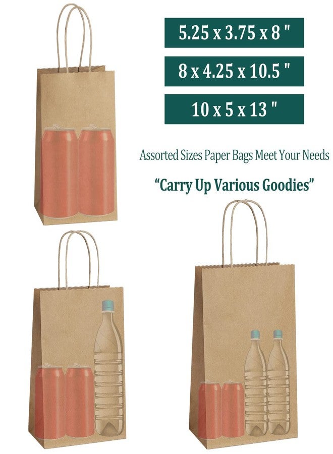 SHOPDAY 45Pcs Brown Paper Bags with Handles, Assorted Sizes Gift Bags Bulk Kraft Paper Bags 5x3x8 & 8x4x10.5 & 10x5x13 15Pcs Each Bag for Handwork, Shopping Bag for Small Business, Goody Bag Party Bags - Image 2