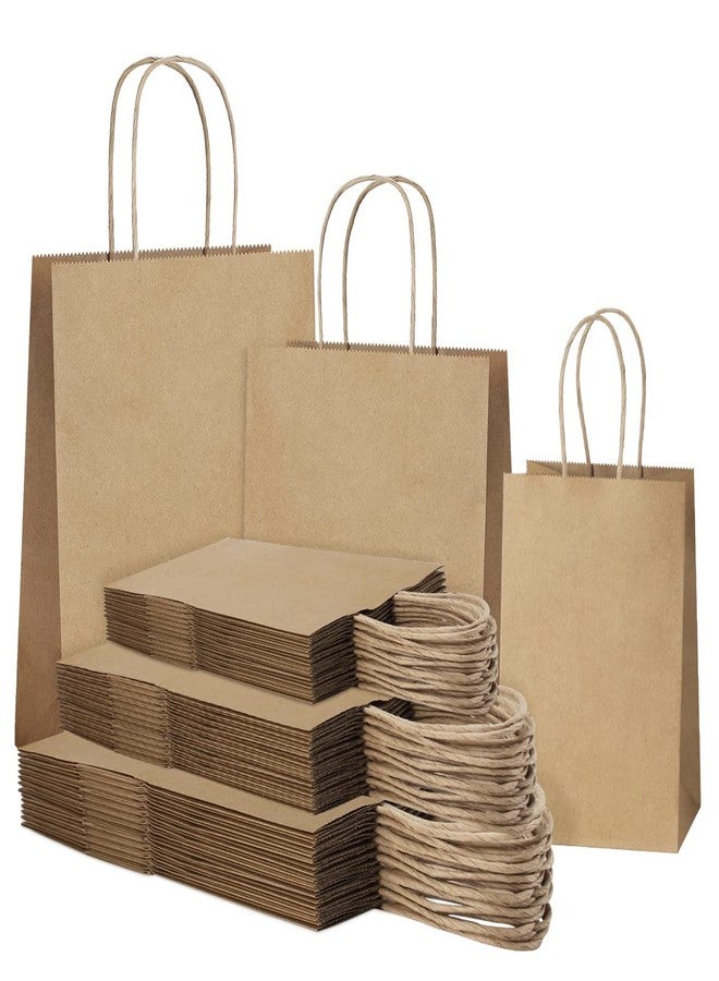 SHOPDAY 45Pcs Brown Paper Bags with Handles, Assorted Sizes Gift Bags Bulk Kraft Paper Bags 5x3x8 & 8x4x10.5 & 10x5x13 15Pcs Each Bag for Handwork, Shopping Bag for Small Business, Goody Bag Party Bags - Image 1