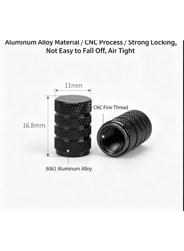 Gecomo Anodized 6061 Aluminum Alloy Tyre Air Valve Stem Caps, Black - Pack of 5 - Image 3
