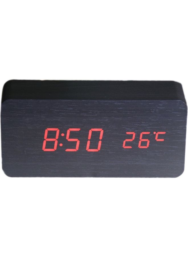 NIBEMINENT LED Environmental Protective Wooden Clock Black 15x7x4.5cm - Image 1