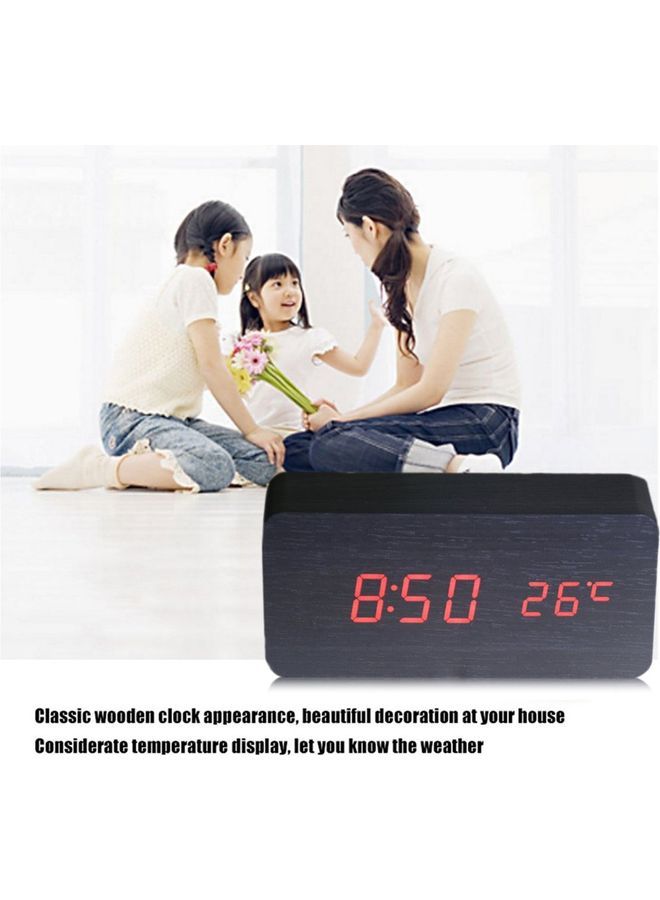 NIBEMINENT LED Environmental Protective Wooden Clock Black 15x7x4.5cm - Image 2