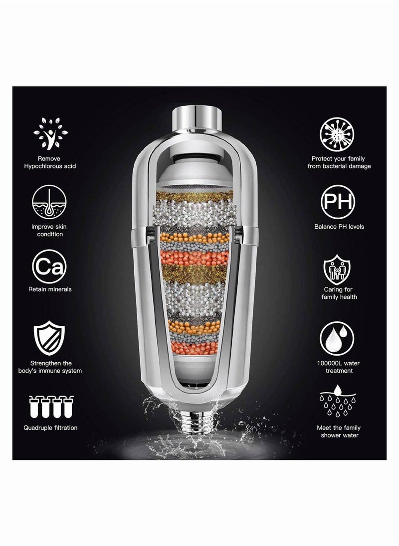 AMINAC - Shower Filter 16 Stage Shower Head Filter for Hard Water Showerhead Filter to Remove Chlorine and Fluoride - Image 1