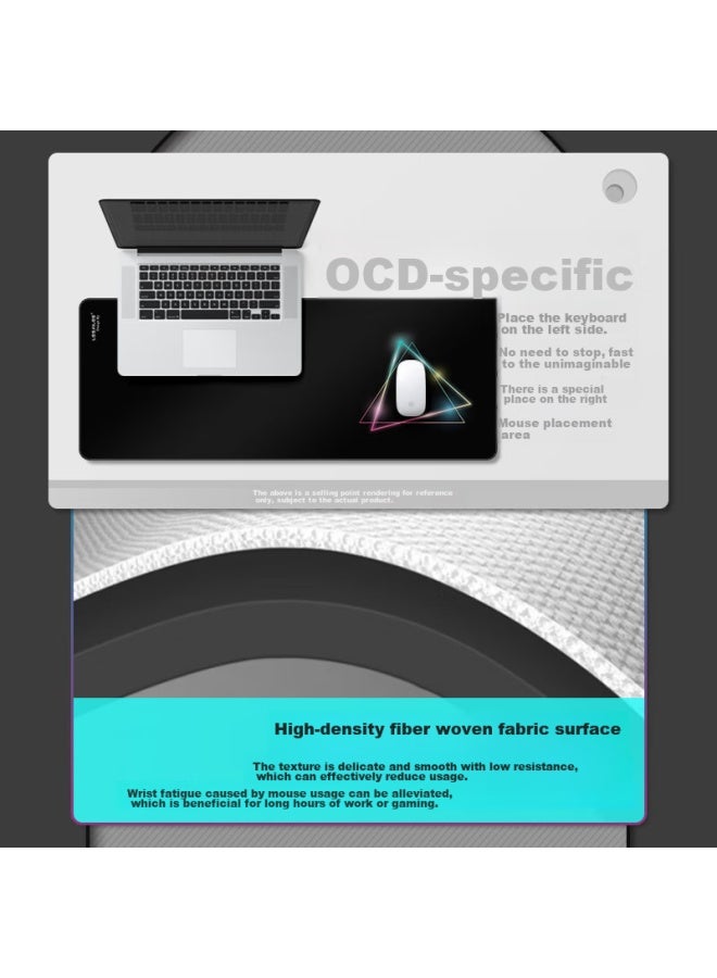 Lesailes Feidun Lesailes Triangular Upgraded Version, Large Gaming Mouse Pad, Thickened, Office Computer Keyboard Desk Pad, Black, 800*300*4mm - Image 2
