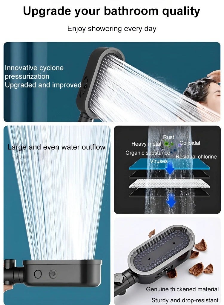 Arabest High Pressure Shower Head - 3 Spray Mode Shower Heads with 59″ Stainless Steel Hose & Adjustable Bracket Shower Heads with Handheld Suitable For Home RV Pet (Silver)  - Image 3