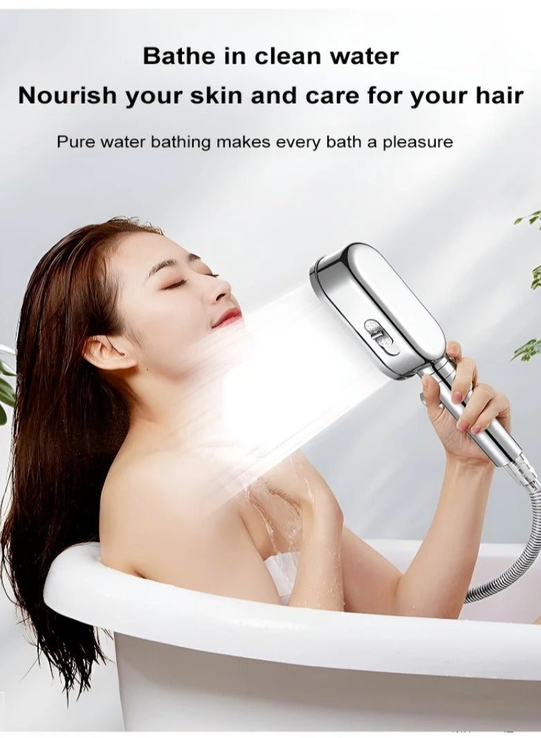 Arabest High Pressure Shower Head - 3 Spray Mode Shower Heads with 59″ Stainless Steel Hose & Adjustable Bracket Shower Heads with Handheld Suitable For Home RV Pet (Silver)  - Image 5